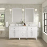 Lorelai 72" Double Vanity, Bright White w/ 3 CM Eternal Jasmine Pearl Silestone Top