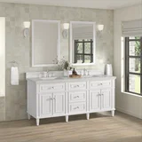 Lorelai 72" Double Vanity, Bright White w/ 3 CM Eternal Jasmine Pearl Silestone Top