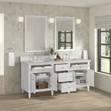 Lorelai 72" Double Vanity, Bright White w/ 3 CM Eternal Jasmine Pearl Silestone Top