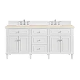 Lorelai 72" Double Vanity, Bright White w/ 3 CM Eternal Marfil Silestone Top