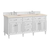 Lorelai 72" Double Vanity, Bright White w/ 3 CM Eternal Marfil Silestone Top