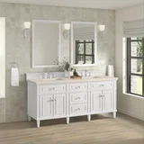 Lorelai 72" Double Vanity, Bright White w/ 3 CM Eternal Marfil Silestone Top