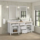Lorelai 72" Double Vanity, Bright White w/ 3 CM Eternal Marfil Silestone Top