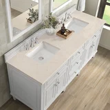 Lorelai 72" Double Vanity, Bright White w/ 3 CM Eternal Marfil Silestone Top