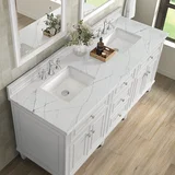 Lorelai 72" Double Vanity, Bright White w/ 3 CM Ethereal Noctis Silestone Top