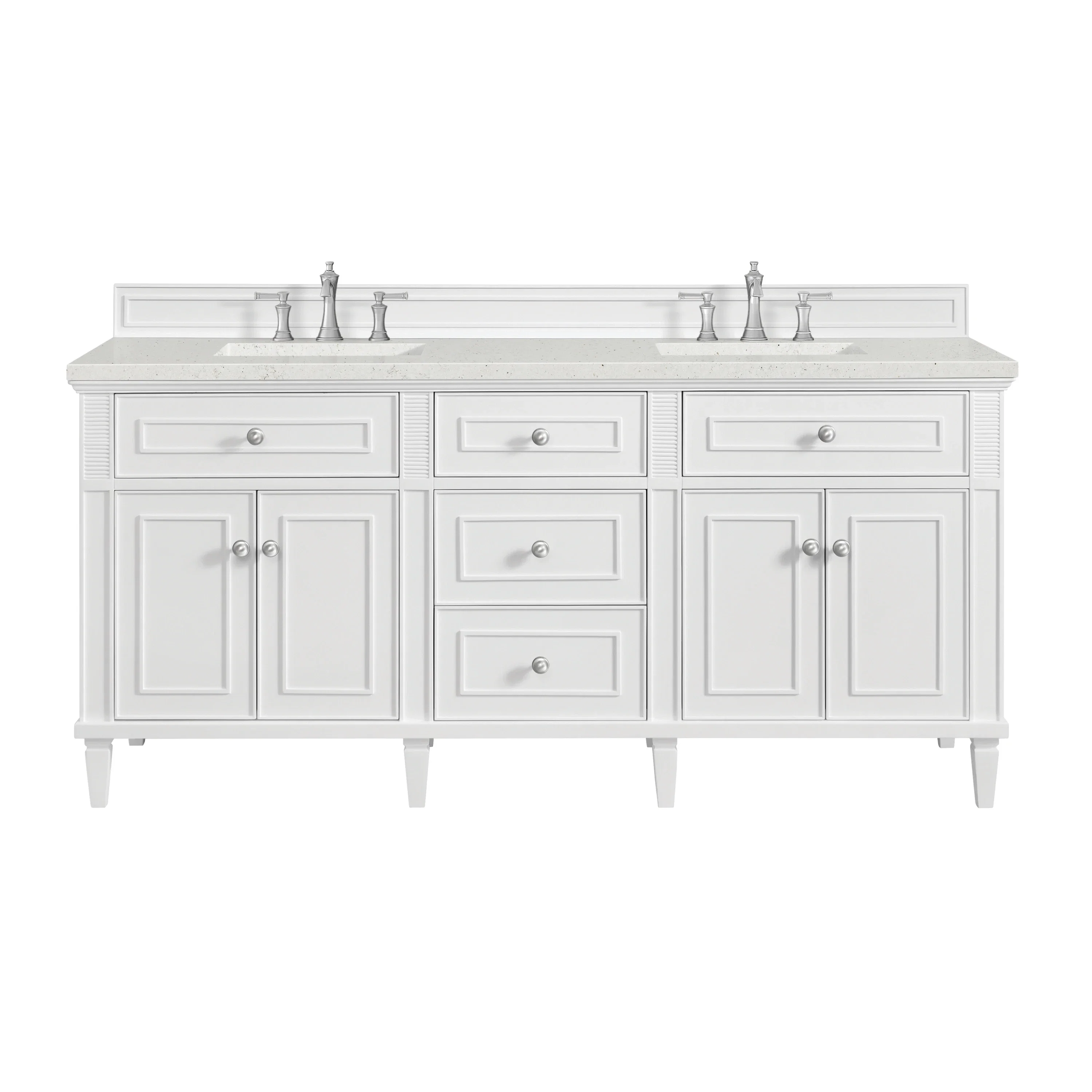 Lorelai 72" Double Vanity, Bright White w/ 3 CM Lime Delight Silestone Top