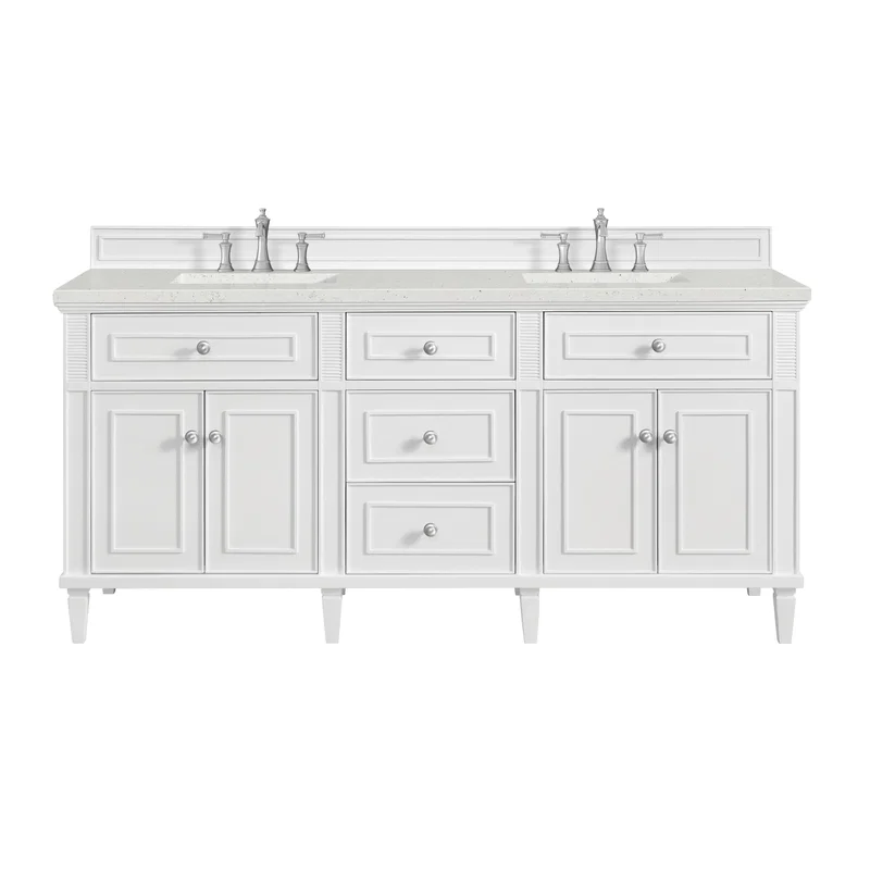 Lorelai 72" Double Vanity, Bright White w/ 3 CM Lime Delight Silestone Top