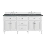 Lorelai 72" Double Vanity, Bright White w/ 3 CM Parisien Bleu Silestone Top