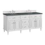 Lorelai 72" Double Vanity, Bright White w/ 3 CM Parisien Bleu Silestone Top