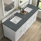Lorelai 72" Double Vanity, Bright White w/ 3 CM Parisien Bleu Silestone Top