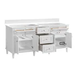 Lorelai 72" Double Vanity, Bright White w/ 3 CM Parisien Bleu Silestone Top