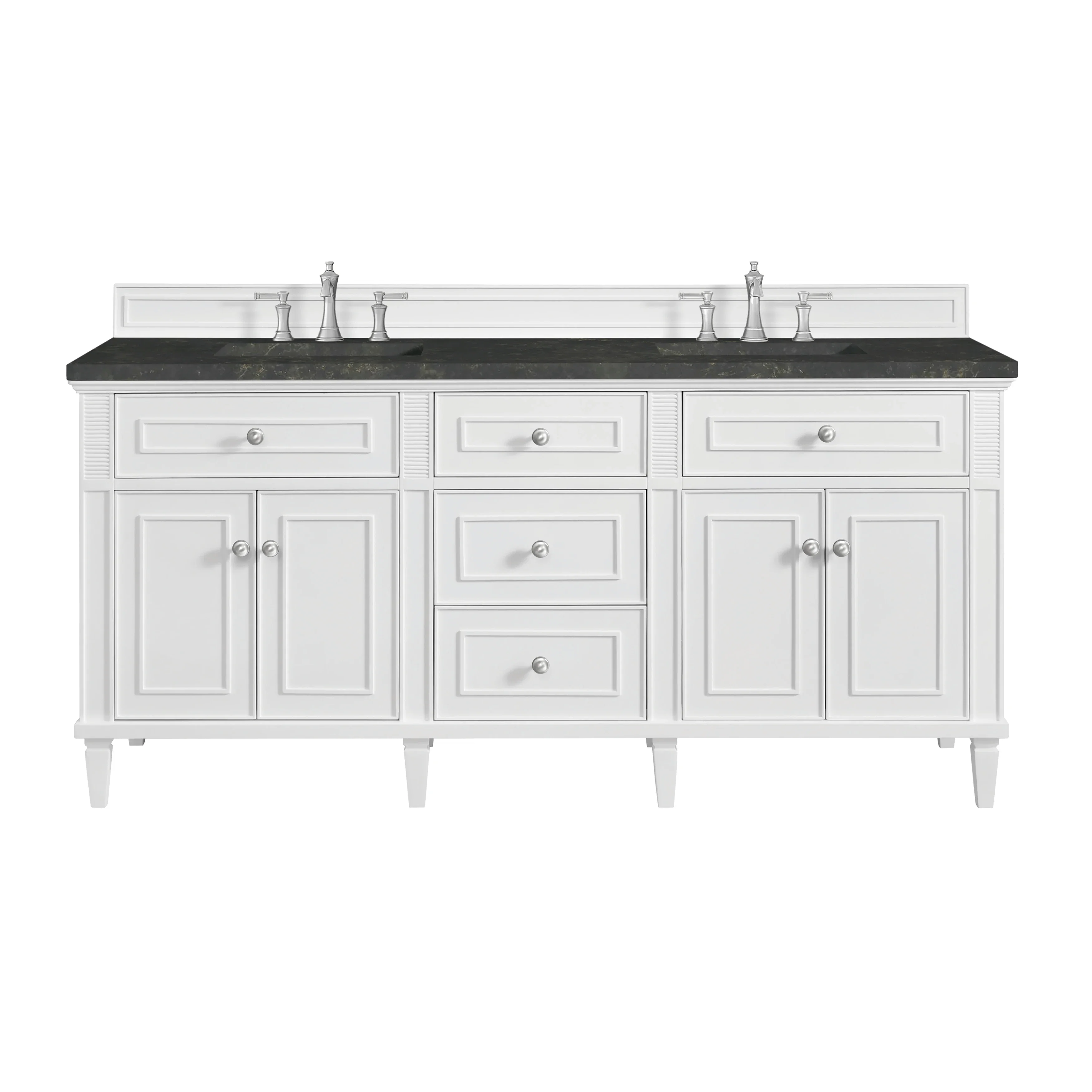 Lorelai 72" Double Vanity, Bright White, w/ 3 CM Phantome Eclos Top