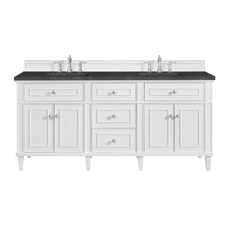 Lorelai 72" Double Vanity, Bright White, w/ 3 CM Phantome Eclos Top