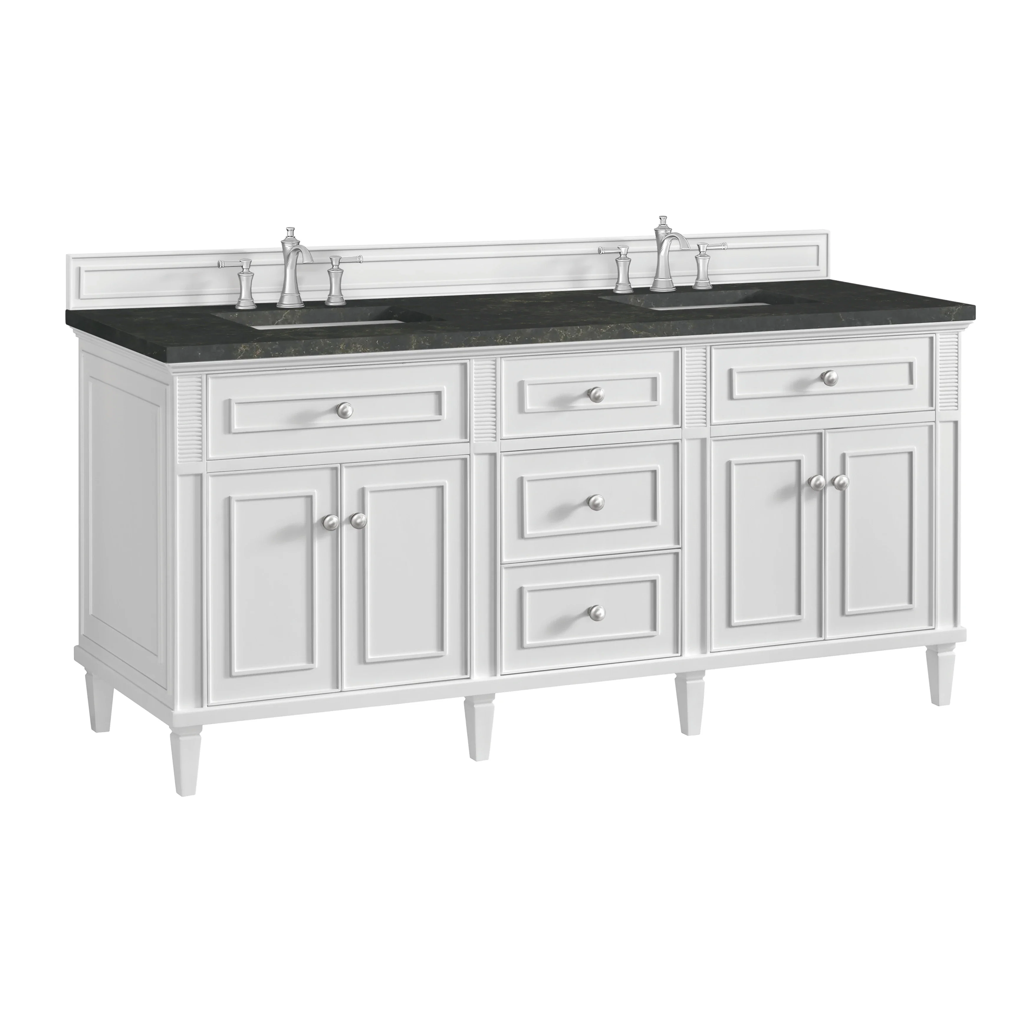 Lorelai 72" Double Vanity, Bright White, w/ 3 CM Phantome Eclos Top