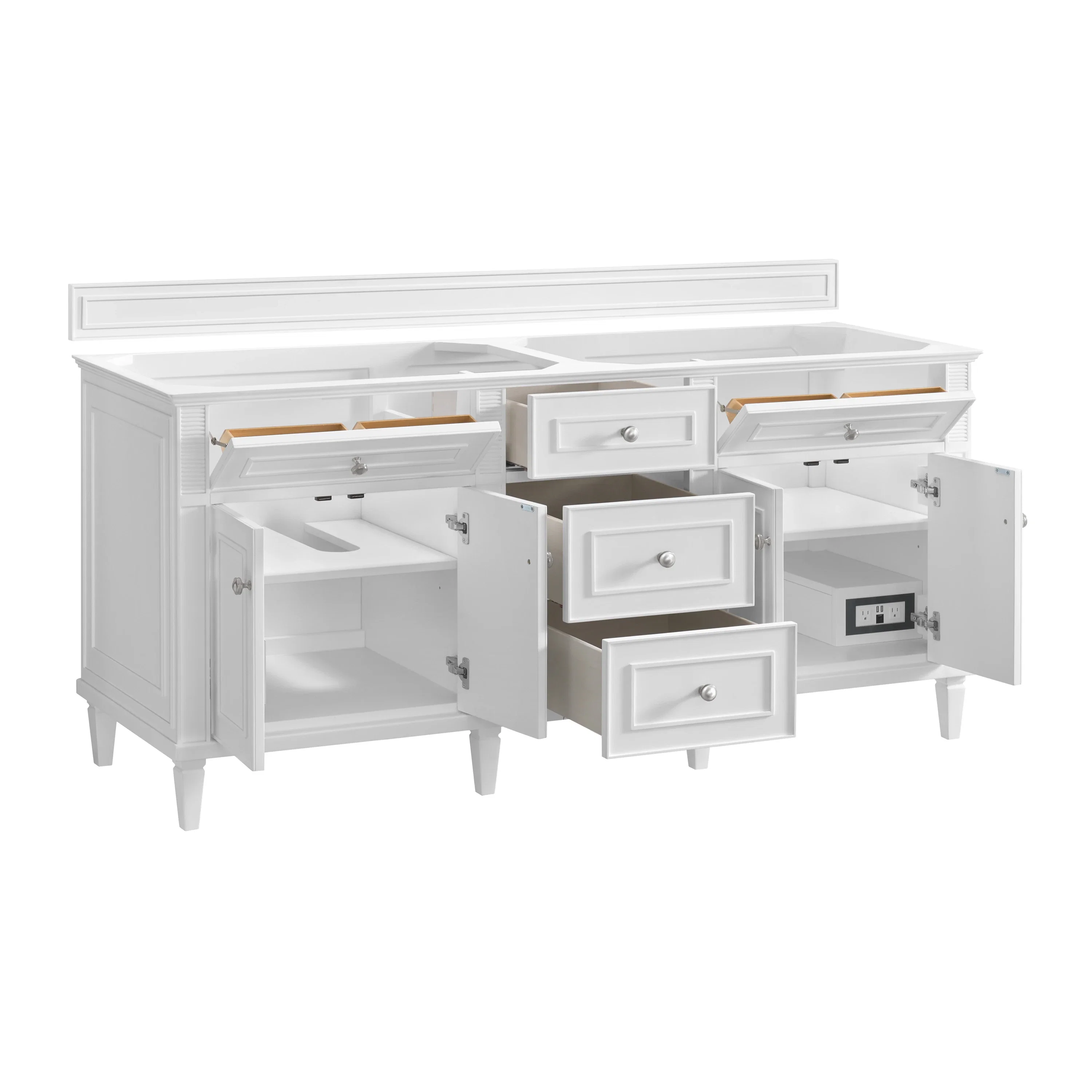 Lorelai 72" Double Vanity, Bright White, w/ 3 CM Phantome Eclos Top
