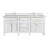 Lorelai 72" Double Vanity, Bright White, w/ 3 CM Siberian Silestone Top