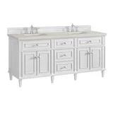 Lorelai 72" Double Vanity, Bright White, w/ 3 CM Siberian Silestone Top