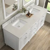 Lorelai 72" Double Vanity, Bright White, w/ 3 CM Siberian Silestone Top