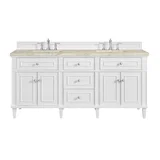 Lorelai 72" Double Vanity, Bright White, w/ 3 CM Tajnar Eclos Top
