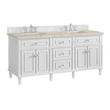 Lorelai 72" Double Vanity, Bright White, w/ 3 CM Tajnar Eclos Top