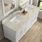 Lorelai 72" Double Vanity, Bright White, w/ 3 CM Tajnar Eclos Top