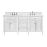 Lorelai 72" Double Vanity, Bright White w/ 3 CM White Zeus Silestone Top