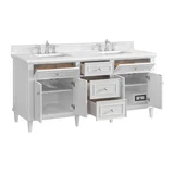 Lorelai 72" Double Vanity, Bright White w/ 3 CM White Zeus Silestone Top