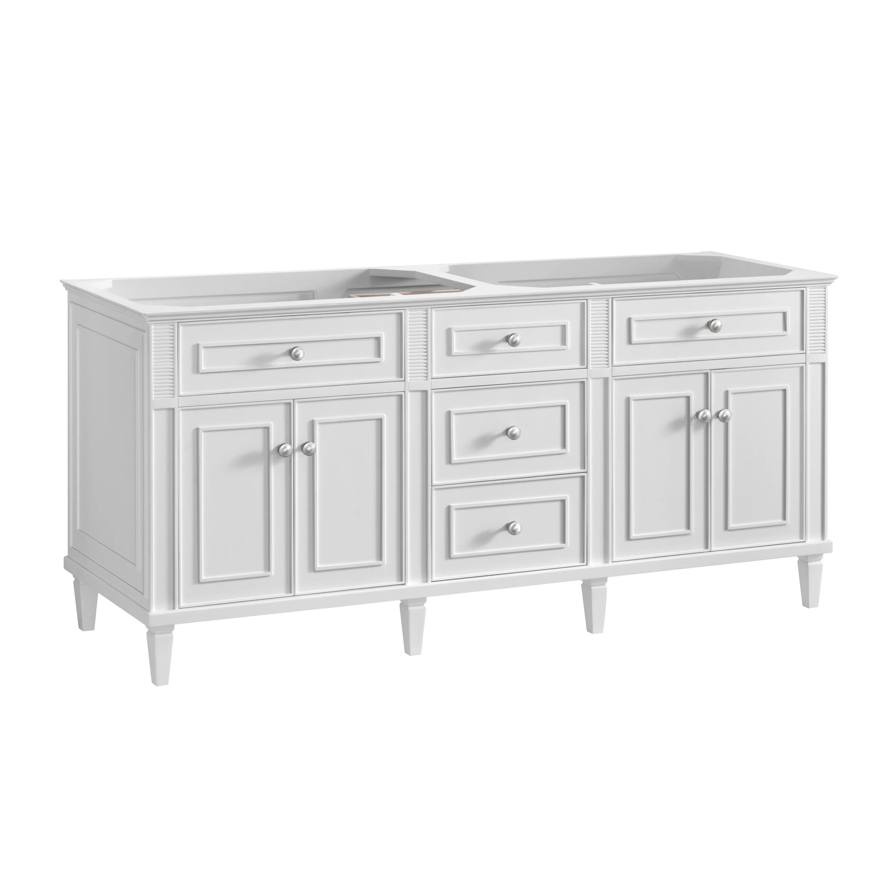 Lorelai 72" Double Vanity, Bright White w/ 3 CM White Zeus Silestone Top