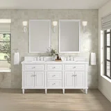 Lorelai 72" Double Vanity, Bright White w/ 3 CM White Zeus Silestone Top