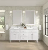 Lorelai 72" Double Vanity, Bright White w/ 3 CM White Zeus Silestone Top