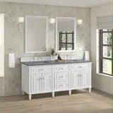 Lorelai 72" Double Vanity, Bright White w/ 3 CM White Zeus Silestone Top