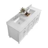 Lorelai 72" Double Vanity, Bright White w/ 3 CM White Zeus Silestone Top