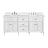 Lorelai 72" Double Vanity, Bright White w/ 3 CM Ethereal Noctis Silestone Top w/FreePower Wireless Charger