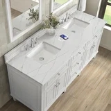 Lorelai 72" Double Vanity, Bright White w/ 3 CM Ethereal Noctis Silestone Top w/FreePower Wireless Charger