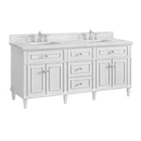 Lorelai 72" Double Vanity, Bright White w/ 3 CM Ethereal Noctis Silestone Top w/FreePower Wireless Charger