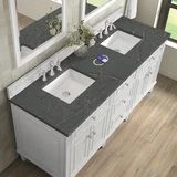 Lorelai 72" Double Vanity, Bright White w/ 3 CM Parisien Bleu Silestone Top w/FreePower Wireless Charger