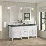Lorelai 72" Double Vanity, Bright White w/ 3 CM Parisien Bleu Silestone Top w/FreePower Wireless Charger