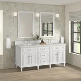 Lorelai 72" Double Vanity, Bright White, w/ 3 CM Siberian Silestone Top w/FreePower Wireless Charger