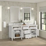 Lorelai 72" Double Vanity, Bright White, w/ 3 CM Siberian Silestone Top w/FreePower Wireless Charger