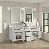 Lorelai 72" Double Vanity, Bright White, w/ 3 CM Tajnar Eclos Top w/FreePower Wireless Charger