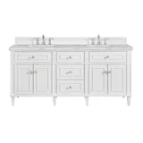 Lorelai 72" Double Vanity, Bright White w/ 3 CM Victorian Silver Silestone Top w/FreePower Wireless Charger