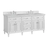 Lorelai 72" Double Vanity, Bright White w/ 3 CM Victorian Silver Silestone Top w/FreePower Wireless Charger