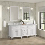 Lorelai 72" Double Vanity, Bright White w/ 3 CM Victorian Silver Silestone Top w/FreePower Wireless Charger