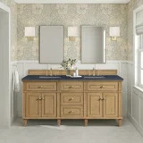 Lorelai 72" Double Vanity, Light Natural Oak w/ 3 CM Charcoal Soapstone Silestone Top