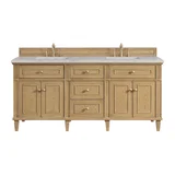 Lorelai 72" Double Vanity, Light Natural Oak w/ 3 CM Eternal Jasmine Pearl Silestone Top