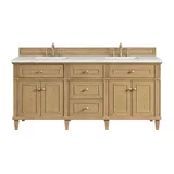 Lorelai 72" Double Vanity, Light Natural Oak w/ 3 CM Ethereal Noctis Silestone Top