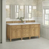 Lorelai 72" Double Vanity, Light Natural Oak w/ 3 CM Ethereal Noctis Silestone Top