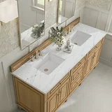 Lorelai 72" Double Vanity, Light Natural Oak w/ 3 CM Ethereal Noctis Silestone Top
