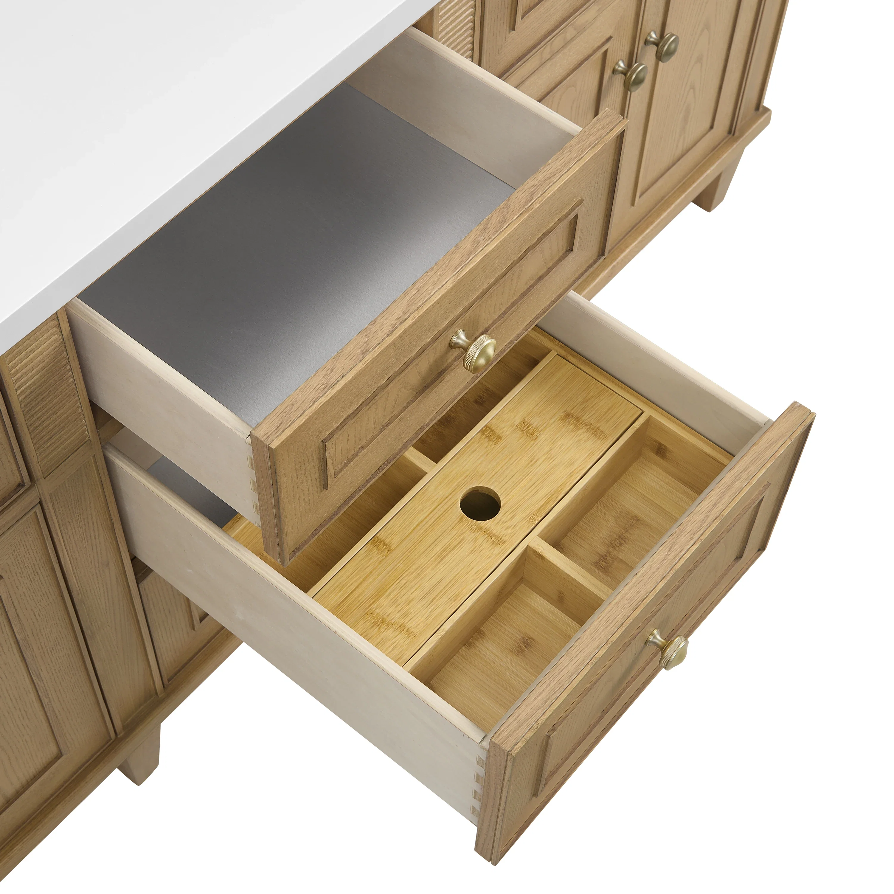 Lorelai 72" Double Vanity, Light Natural Oak w/ 3 CM Lime Delight Silestone Top