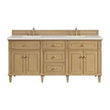 Lorelai 72" Double Vanity, Light Natural Oak w/ 3 CM Lime Delight Silestone Top